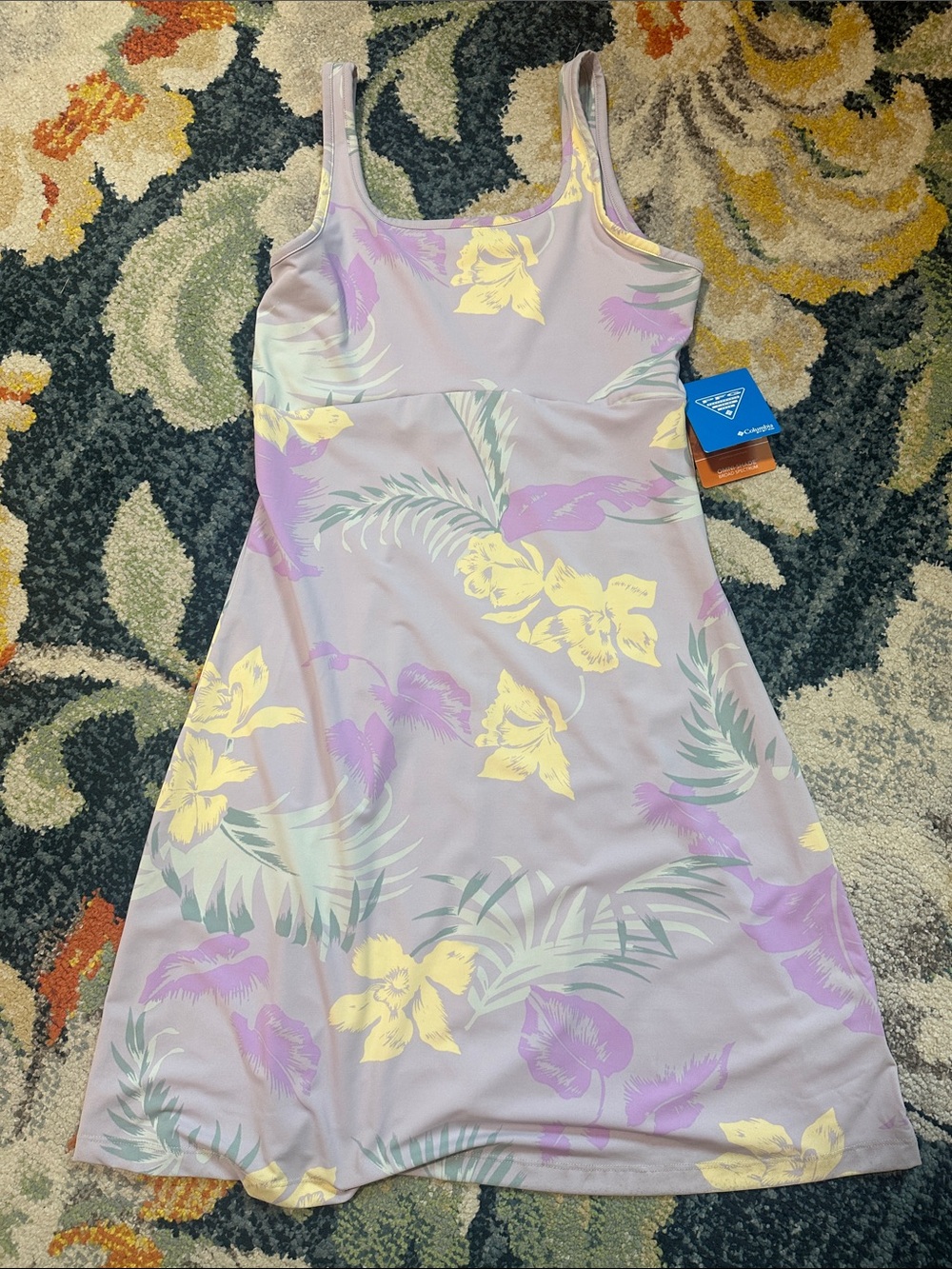 Columbia Lavender Floral Tank Dress with Yellow & Green Accents